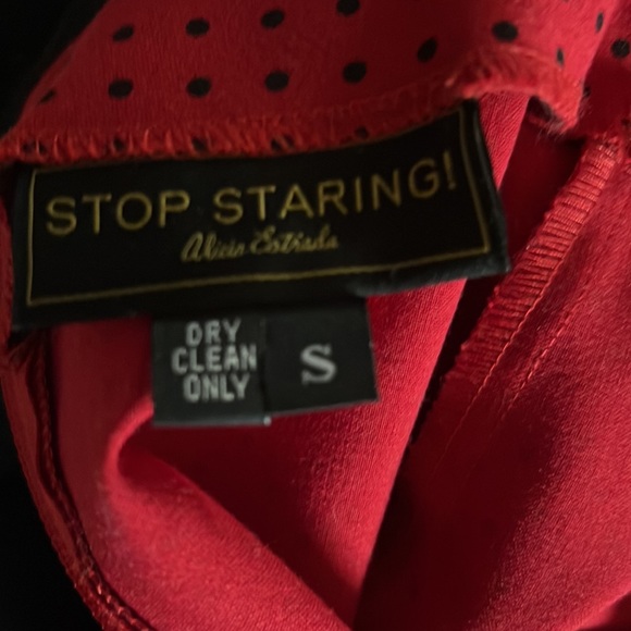 Stop staring 2 piece vintage retro pinup polka dot skirt and blouse - Picture 11 of 11